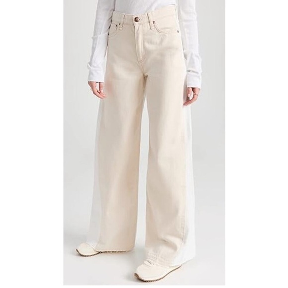 rag & bone Denim - NEW NWT RAG & BONE White Sofie Two Tone Ecru Wide Legs Flare Jeans